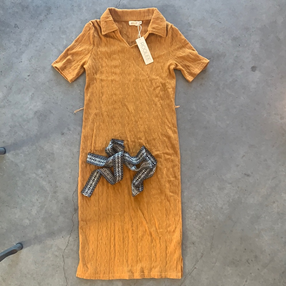 Roolee Mustard Cable Knit Dress